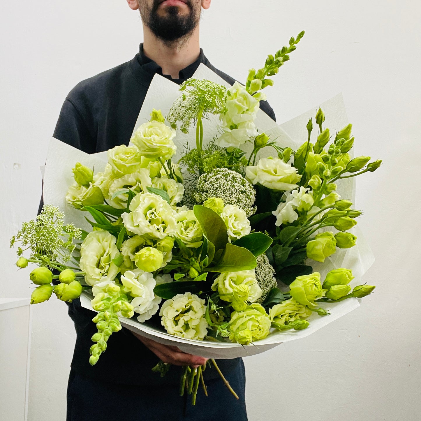 All green autumn bouquet spiral design – Melbourne flower delivery