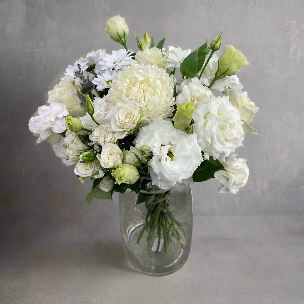 Elegant white and green flower bouquet for same-day delivery in Bayside Melbourne