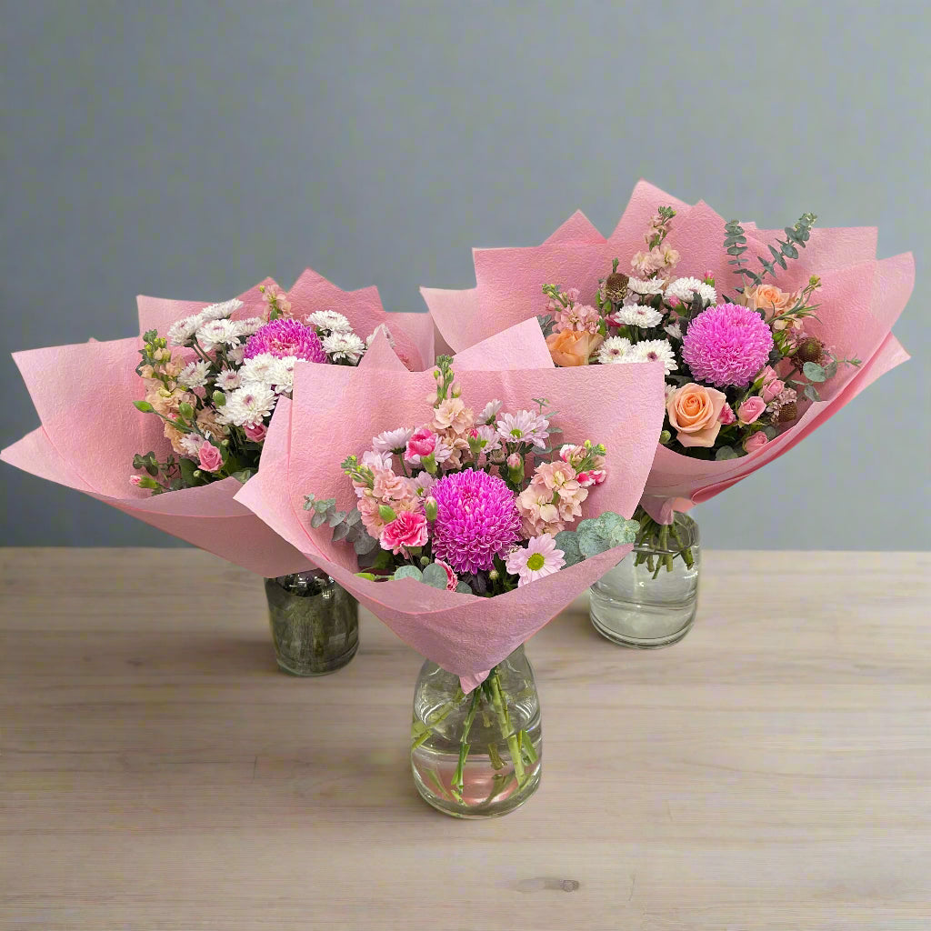 Elegant pink bouquet with gentle tones, prepared by local florist Adam The Flower Man in Sandringham.