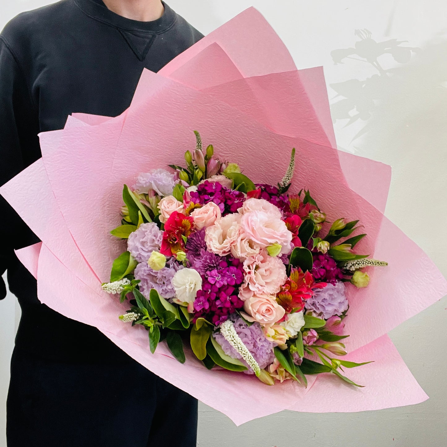 Autumn Harmony seasonal bouquet with lisianthus and alstroemeria