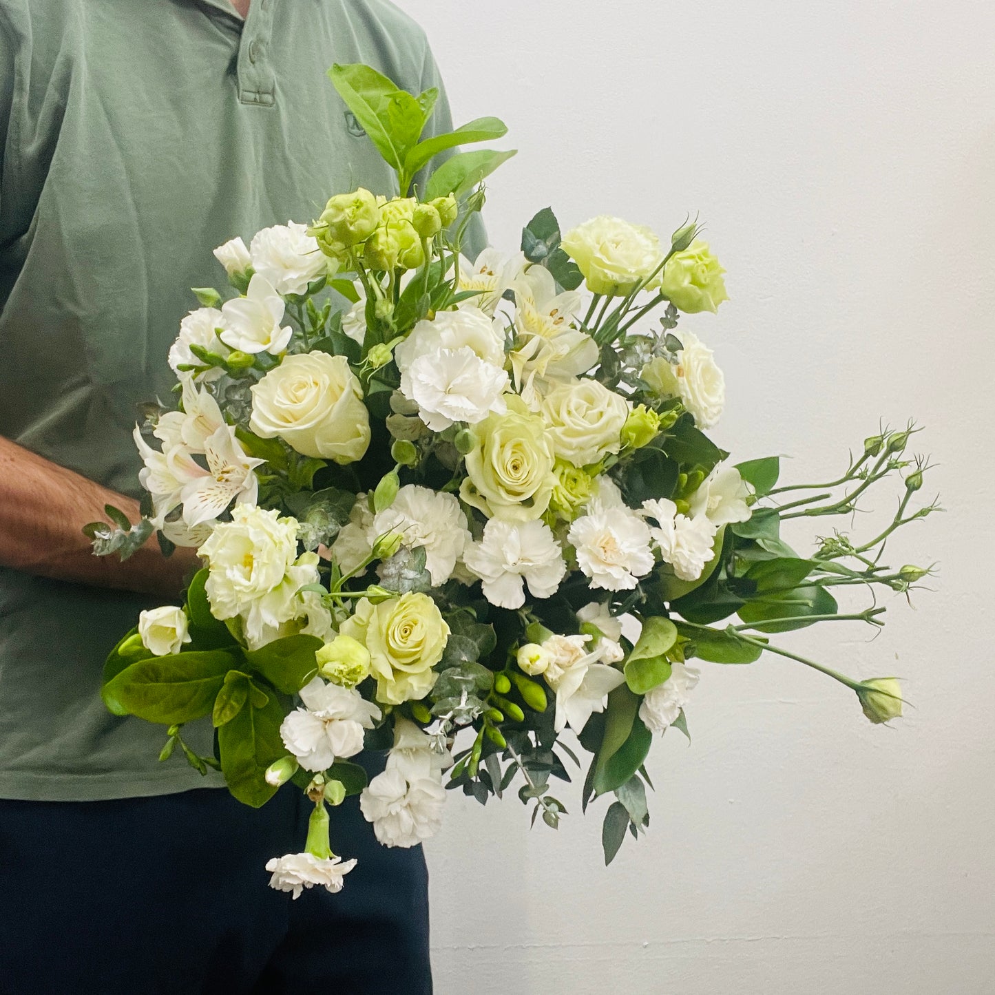White roses and lisianthus bouquet Melbourne flower delivery