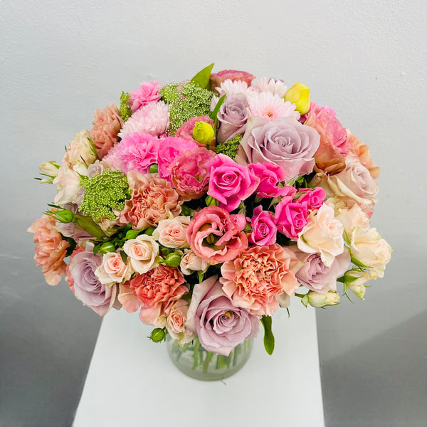 Pastel bouquet with lisianthus and spray roses Melbourne