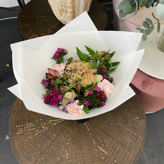 Autumn pink hydrangea bouquet Melbourne florist seasonal flowers