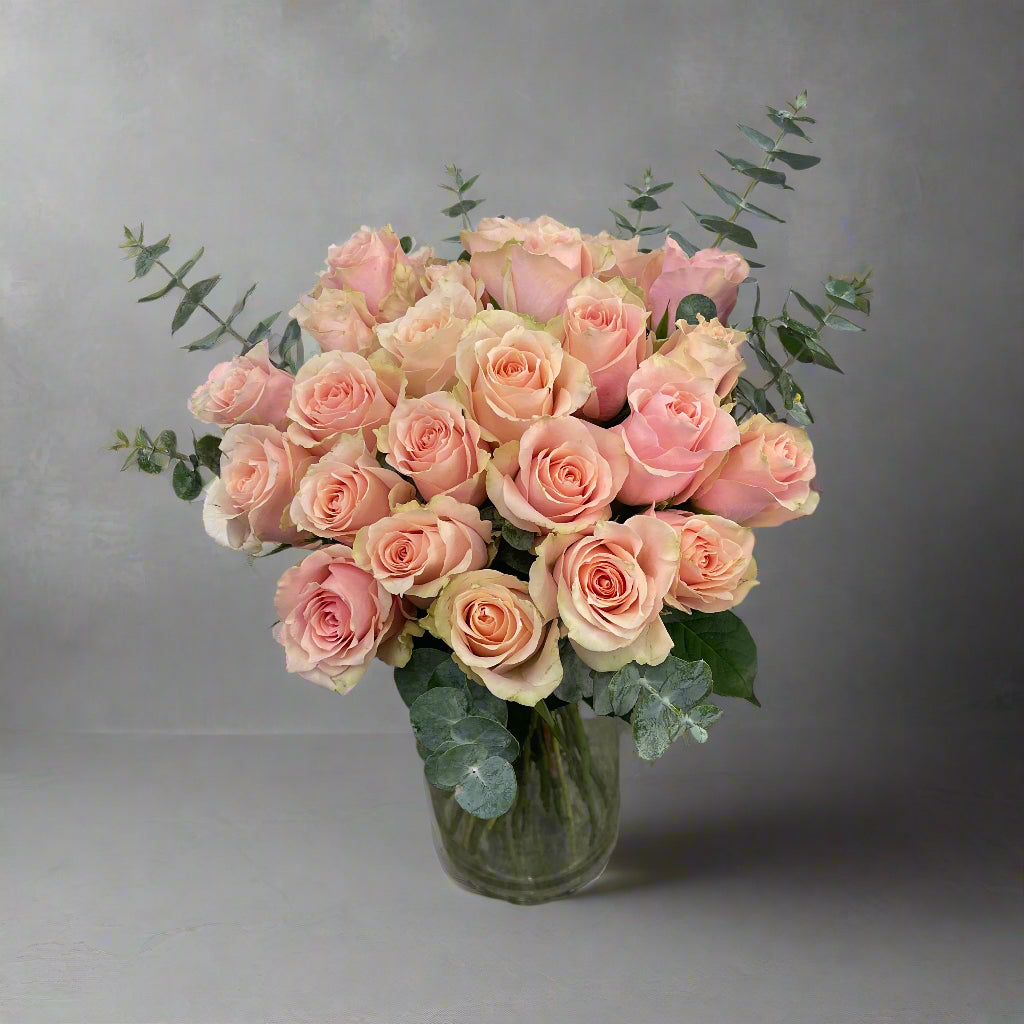 Pink Rose 50cm Bouquet with eucalyptus, made fresh at Adam The Flower Man in Sandringham