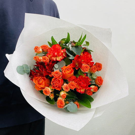 Orange and red flower bouquet Winter Harmony Melbourne florist