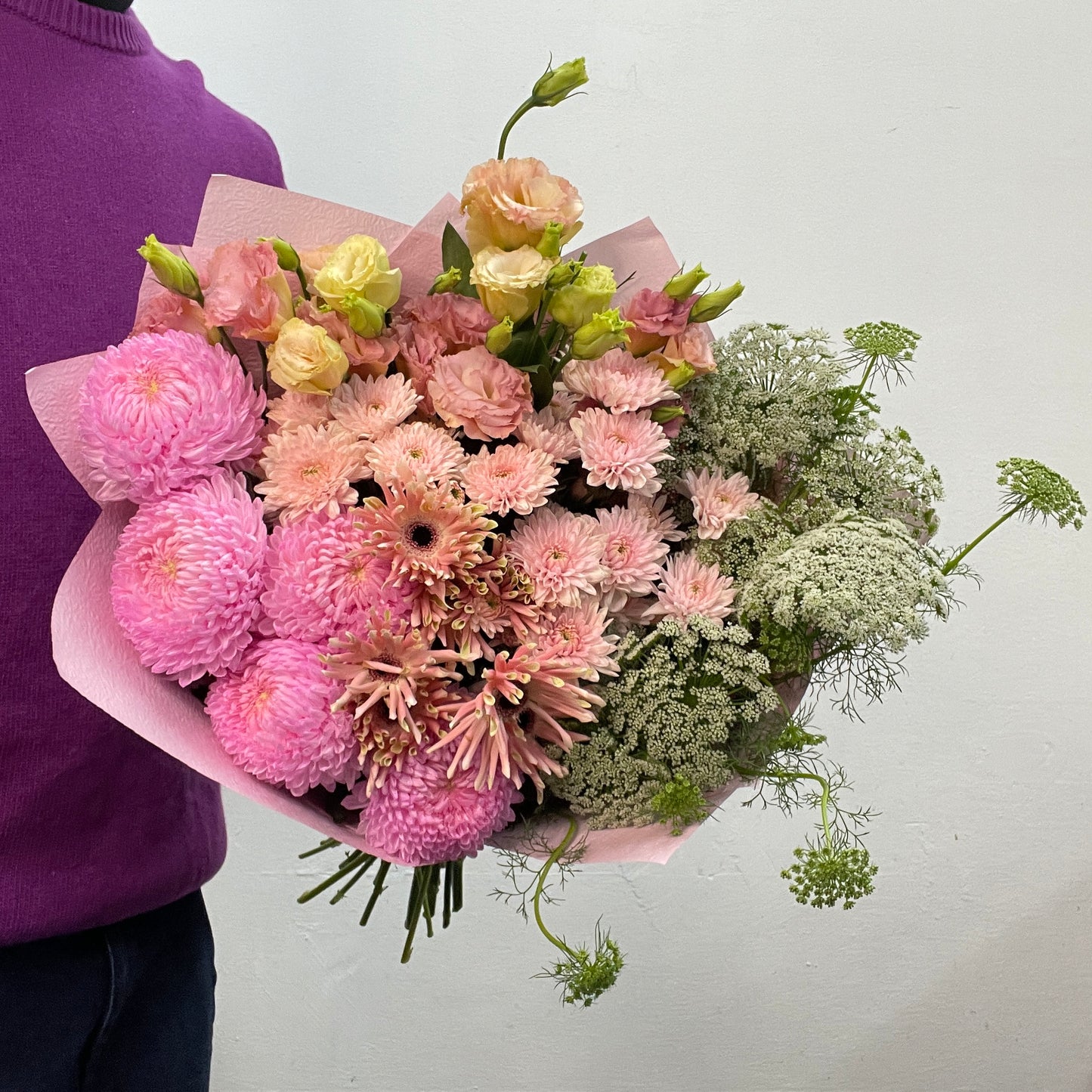 Pink chrysanthemum bouquet Blush Meadow Melbourne florist