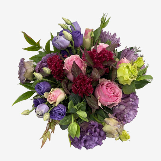 Autumn Bouquet No. 02 with purple and pink seasonal flowers made in Sandringham