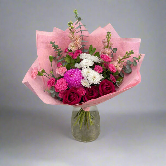 Graceful soft pink flower bouquet handmade by Sandringham florist.
