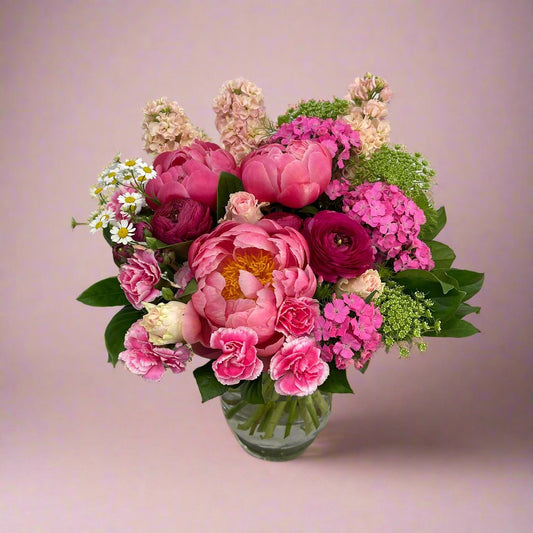 Spring Bouquet No. 01 featuring fresh pink blooms – same-day flower delivery in Bayside Melbourne.