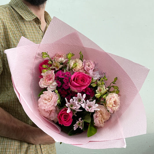 Summer Bouquet No. 1 with soft pink seasonal flowers by Sandringham florist Melbourne