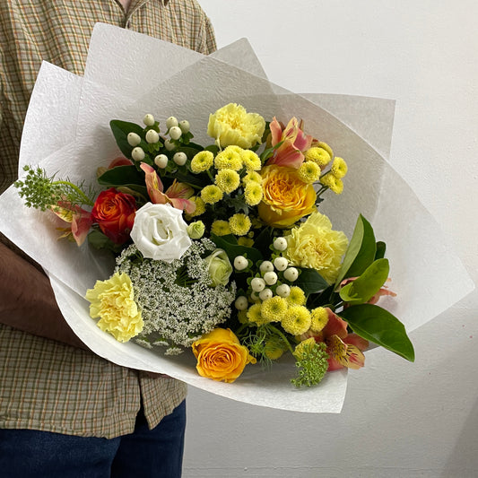 Summer Bouquet No. 8 with yellow and white seasonal flowers by Sandringham florist Melbourne
