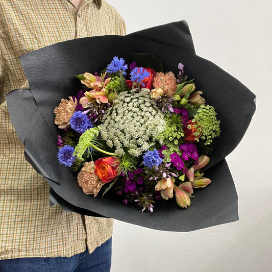 Summer Bouquet No. 3 with purple, blue and blush seasonal flowers by Sandringham florist Melbourne