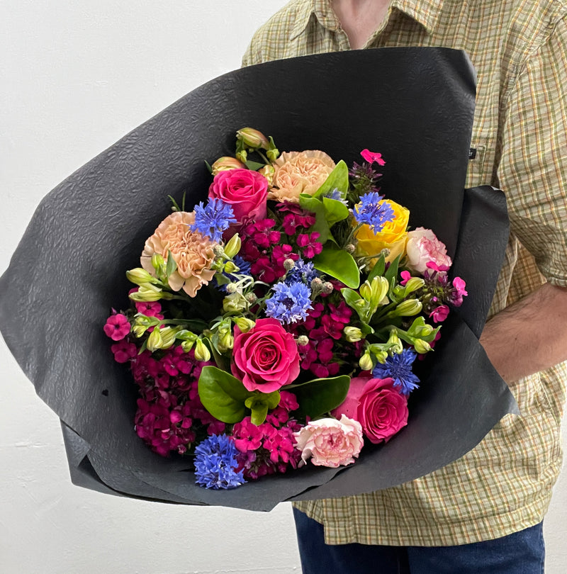 Summer Bouquet No. 9 with purple, blue and blush seasonal flowers by Sandringham florist Melbourne