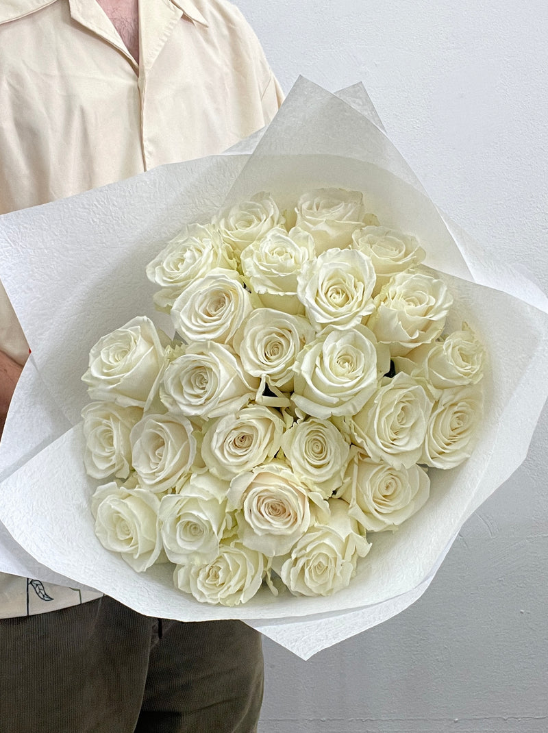 Pure Devotion white rose bouquet by Sandringham florist Melbourne